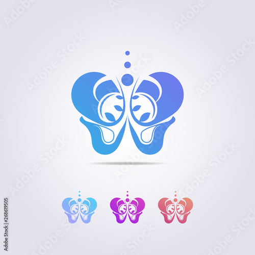 the pelvic bone logo template with a shape resembling a colorful butterfly