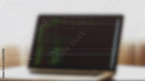 Coding on laptop on white background