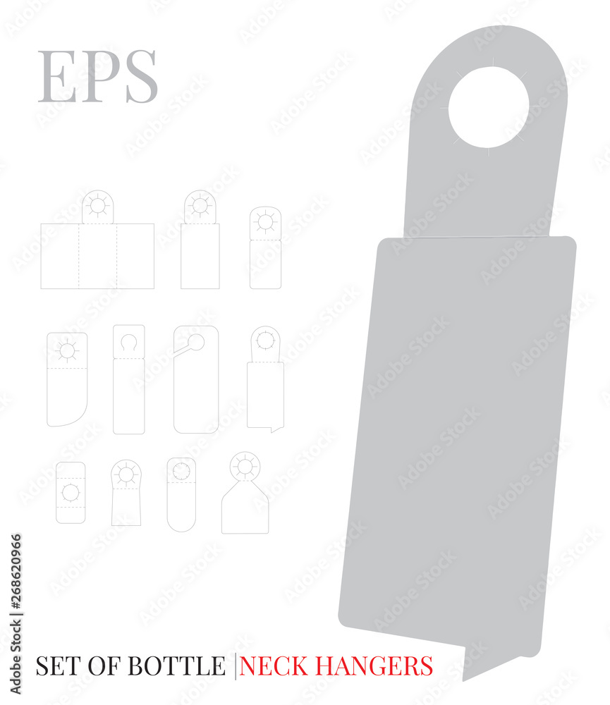 Bottle Neck Hanger Template, Vector with die cut / laser cut layers ...