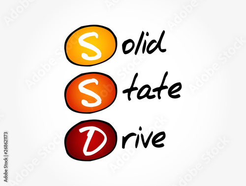 SSD - Solid State Drive acronym, technology concept background