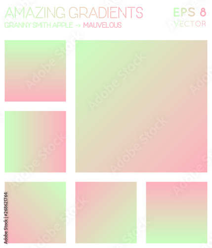 Colorful gradients in granny smith apple, mauvelous color tones. Actual gradient background, ravishing vector illustration.