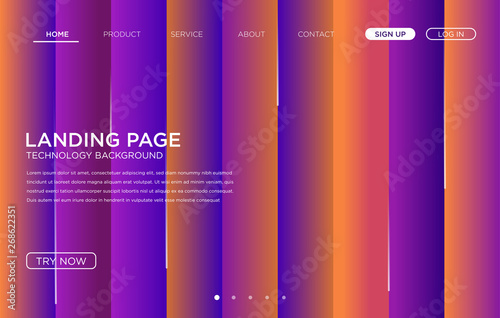 colorful landing page background template design with trendy style and modern concept. vector eps 10