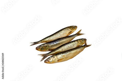 Beauty cold-smoked herring fish. Isolate