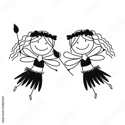 Cute little fairies, sketch for your design