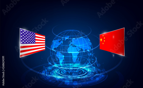 USA and China trade war. of global business Concept. vector illustration