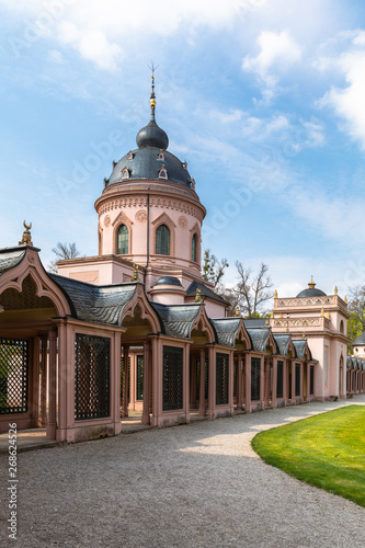 Beautiful view of the Mosque in the garden behind the Schwetzingen Palace