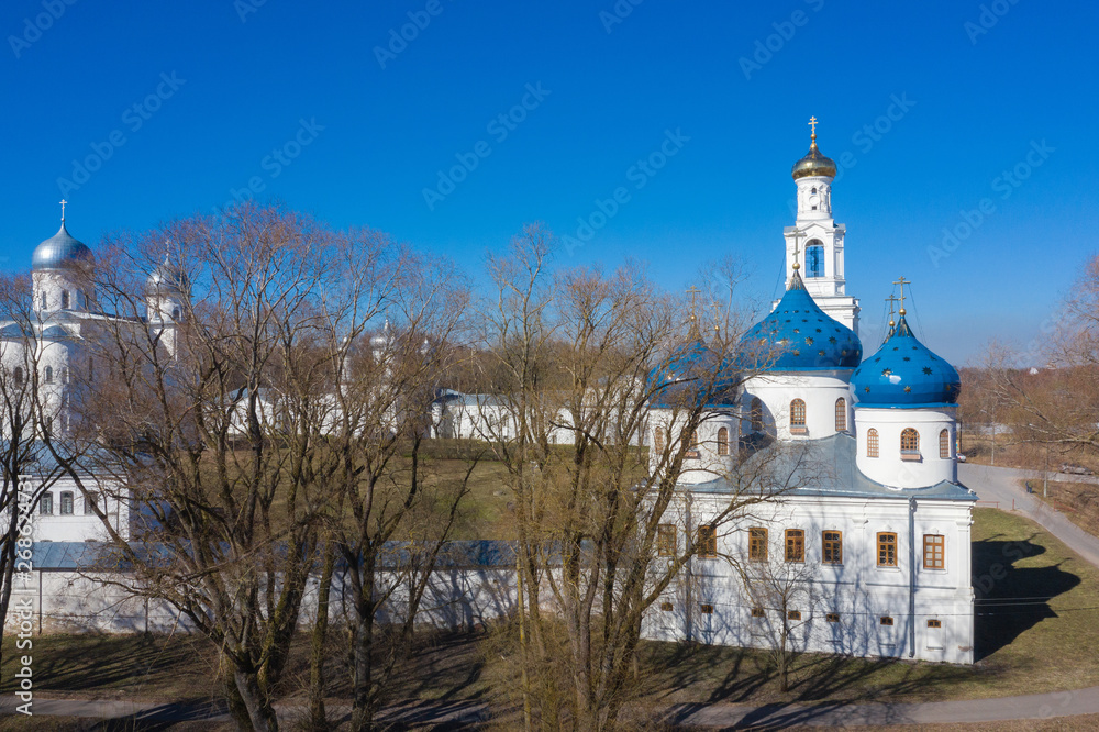 Domes of famous St. George monastery in Novgorod region, Russia. One of the oldest orthodox christian churches Domes of famous St. George monastery in Novgorod region, Russia. One of the oldest orthodox christian churches