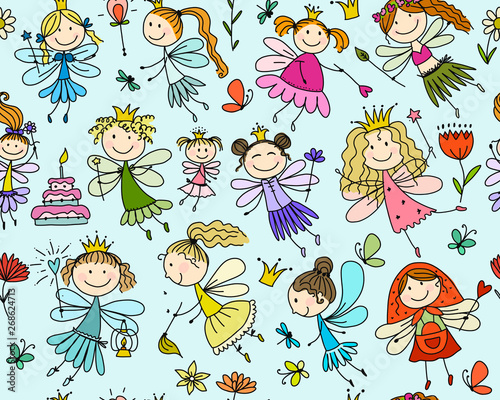 Cute little fairies collection, sketch for your design