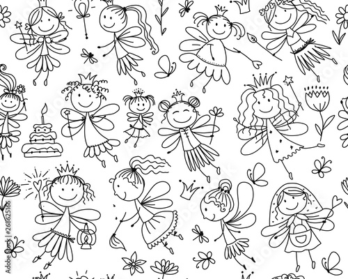 Cute little fairies collection, sketch for your design