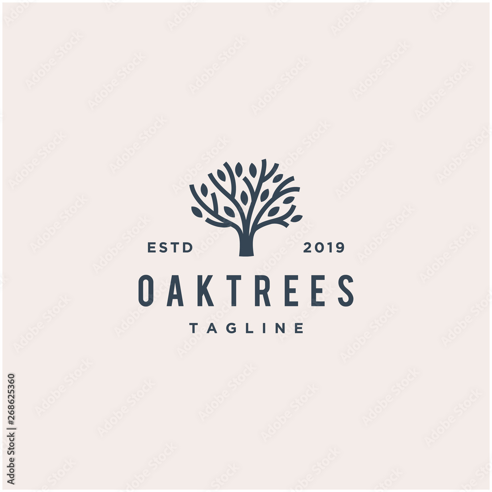 oak tree vector logo design