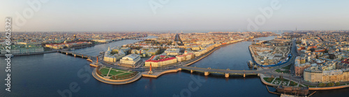 Panorama of the spit of Vasilyevsky island, Palace Square, the Hermitage, Peter and Paul Fortress and Petrograd Island.. Aerial view. The Neva river, St. Petersburg, Russia photo
