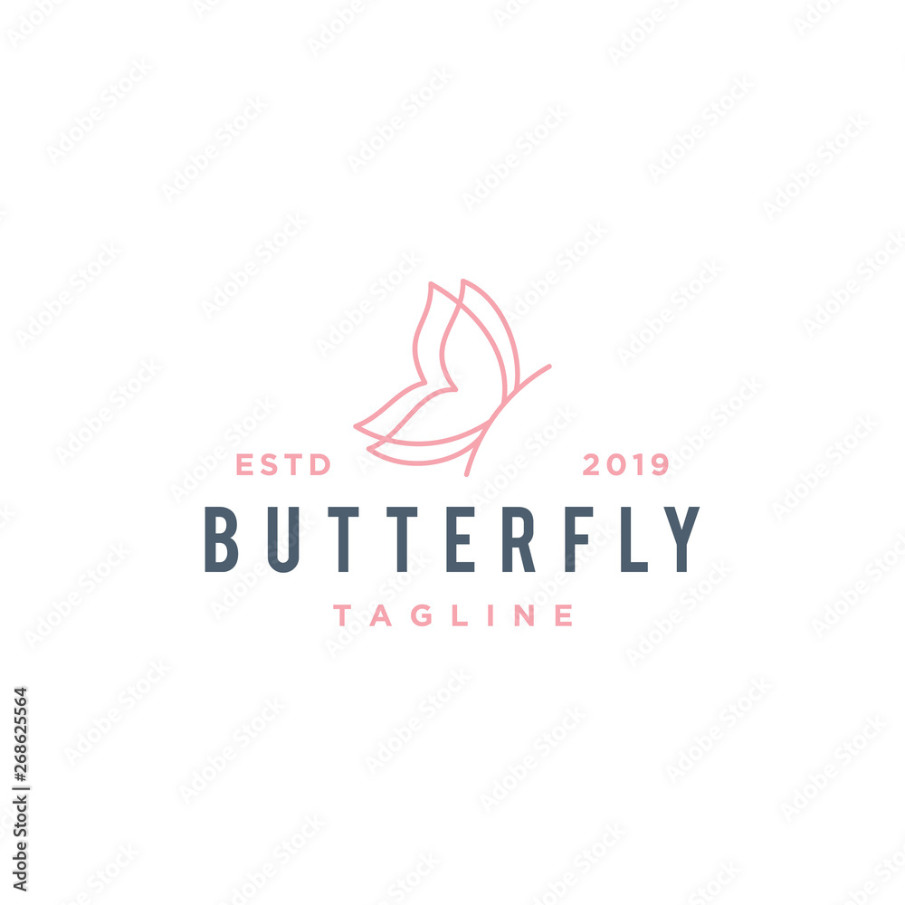 simple flying butterfly vector logo design