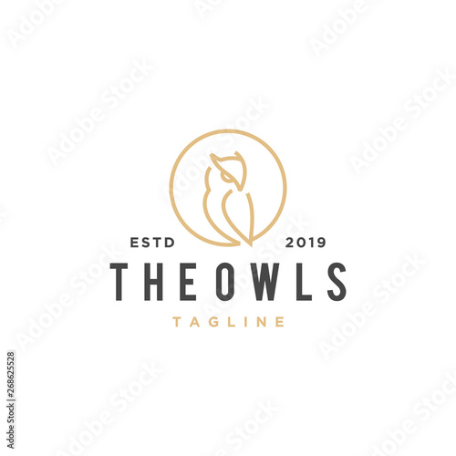 owl line illustration vector logo design