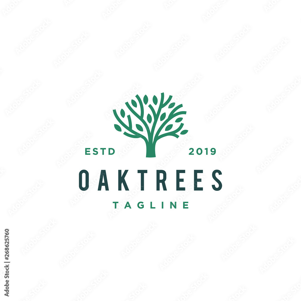 oak tree vector logo design