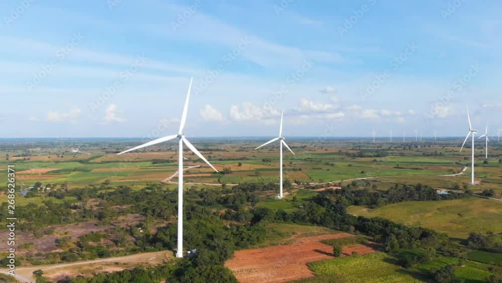 4K Drone shot aerial view scenic of wind turbine for electric generation eco and clean power 4K Drone shot aerial view scenic of wind turbine for electric generation eco and clean power