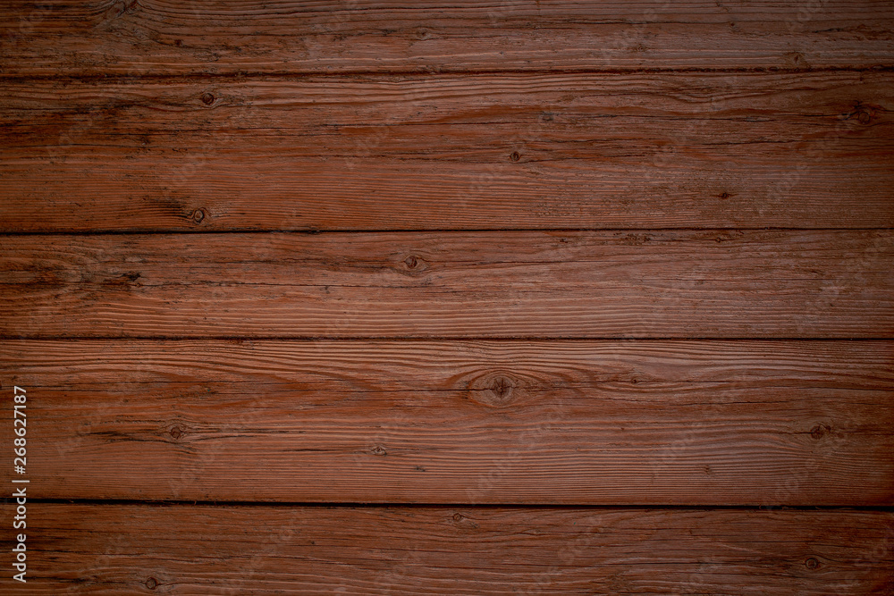 Obraz premium Brown wooden background. Wooden texture. Horizontal wood boards.