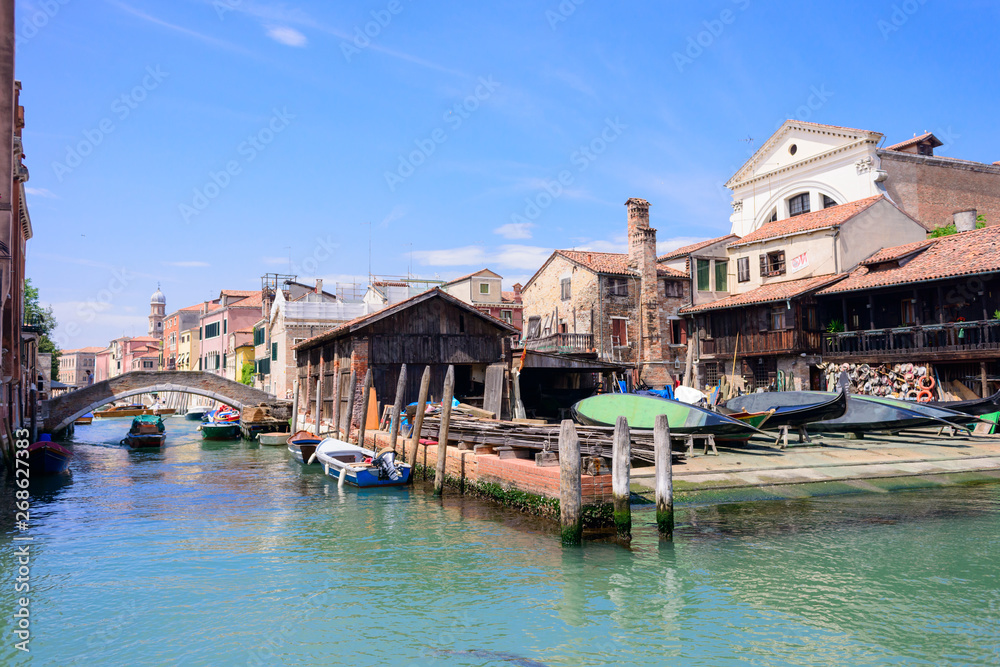Squero di San Trovaso. Workshop for making gondolas, Venice, Ital