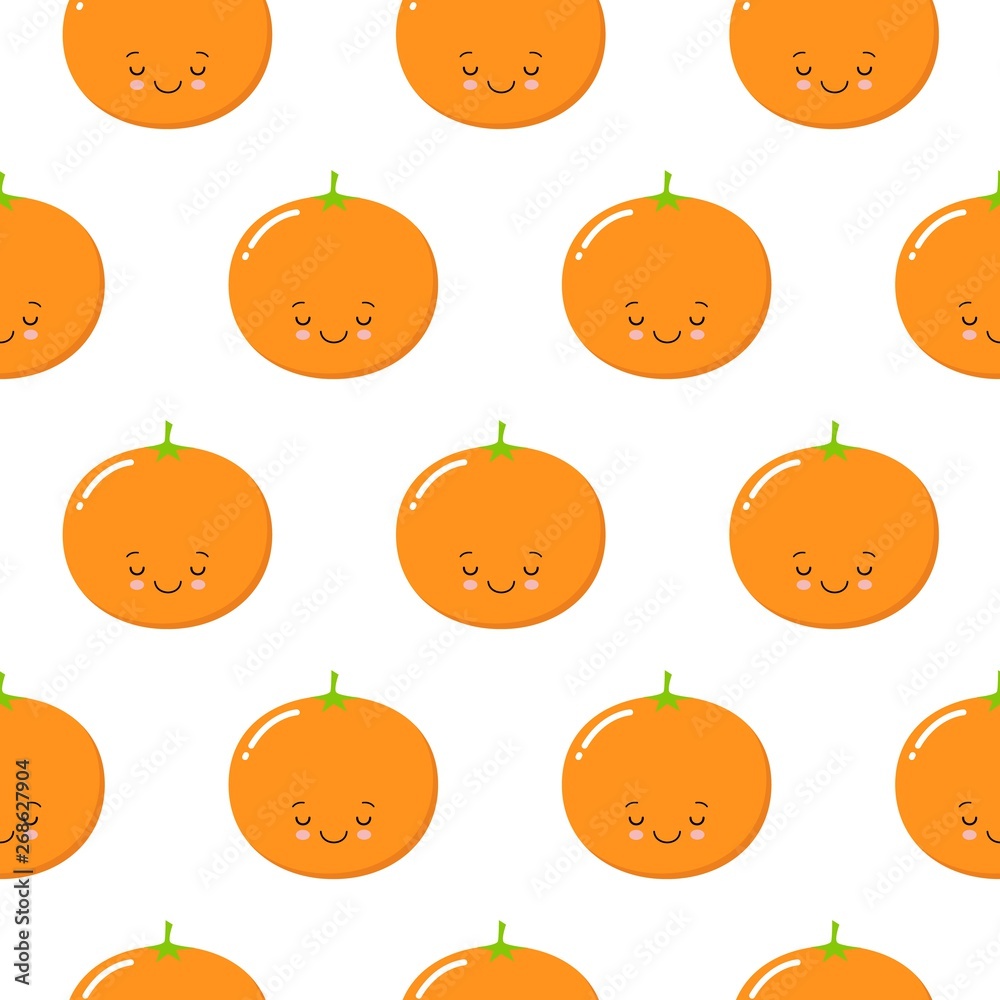 Seamless Pattern with Cute Oranges Fruit. Fresh Background Seamless Pattern with Cute Oranges Fruit. Fresh Background