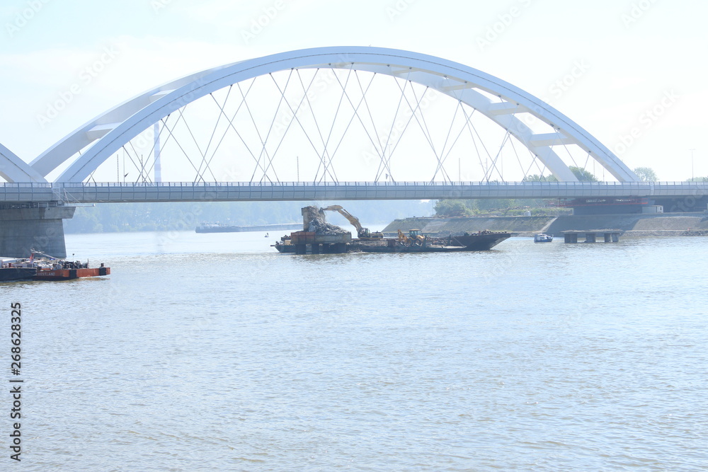 Decommissioning od bridge on Danube river Decommissioning od bridge on Danube river
