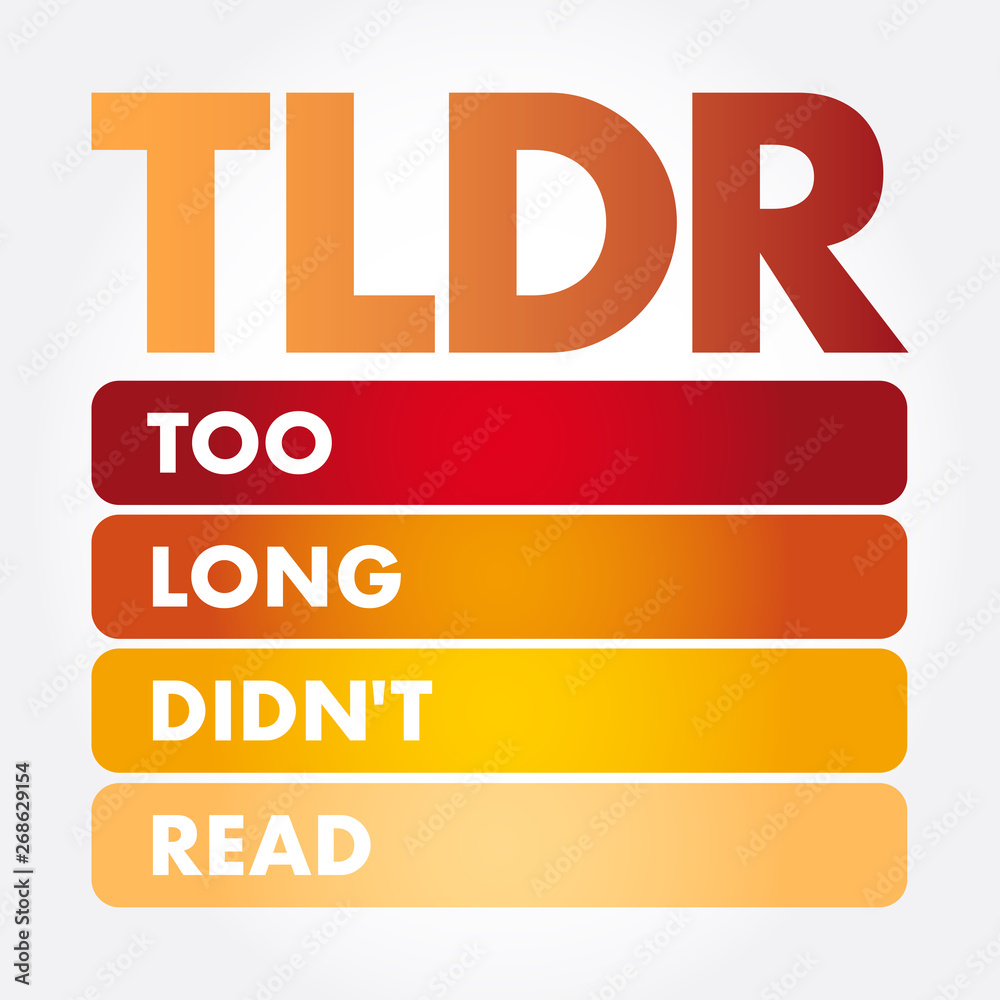 TLDR - Too Long Didn't Read acronym, business concept background  Stock-Vektorgrafik | Adobe Stock