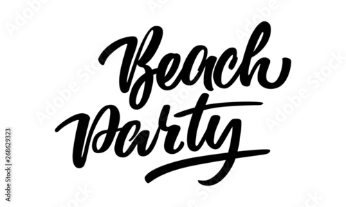 Beach party - hand lettering on a white background.