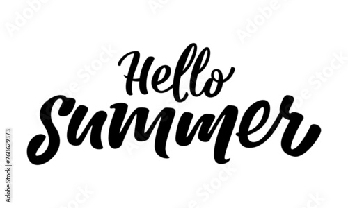 Hello summer - hand lettering on a white background.