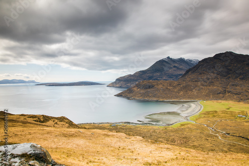 Camasunary Bay - Isle of Skye, Scotland - breathtaking beach amongst mountains and ocean photo