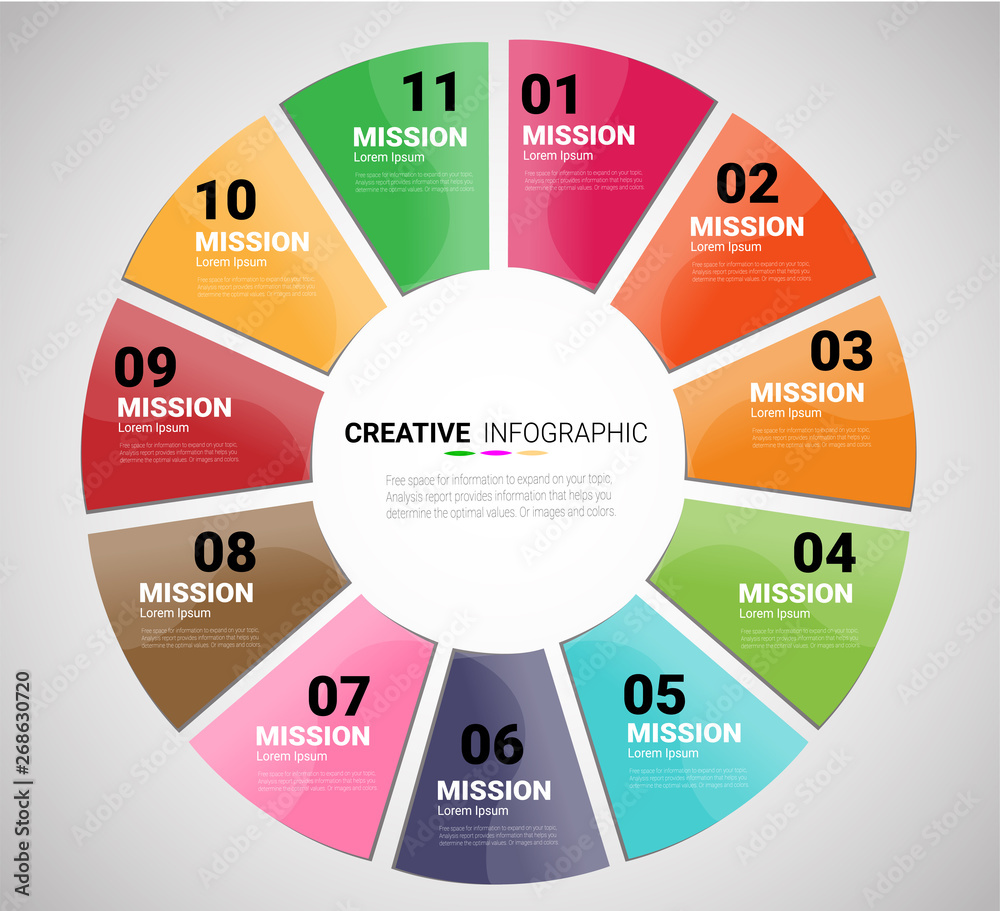 Infographic design template with numbers 11 option for Presentation infographic, Timeline infographics, steps or processes. Vector illustration. Infographic design template with numbers 11 option for Presentation infographic, Timeline infographics, steps or processes. Vector illustration.