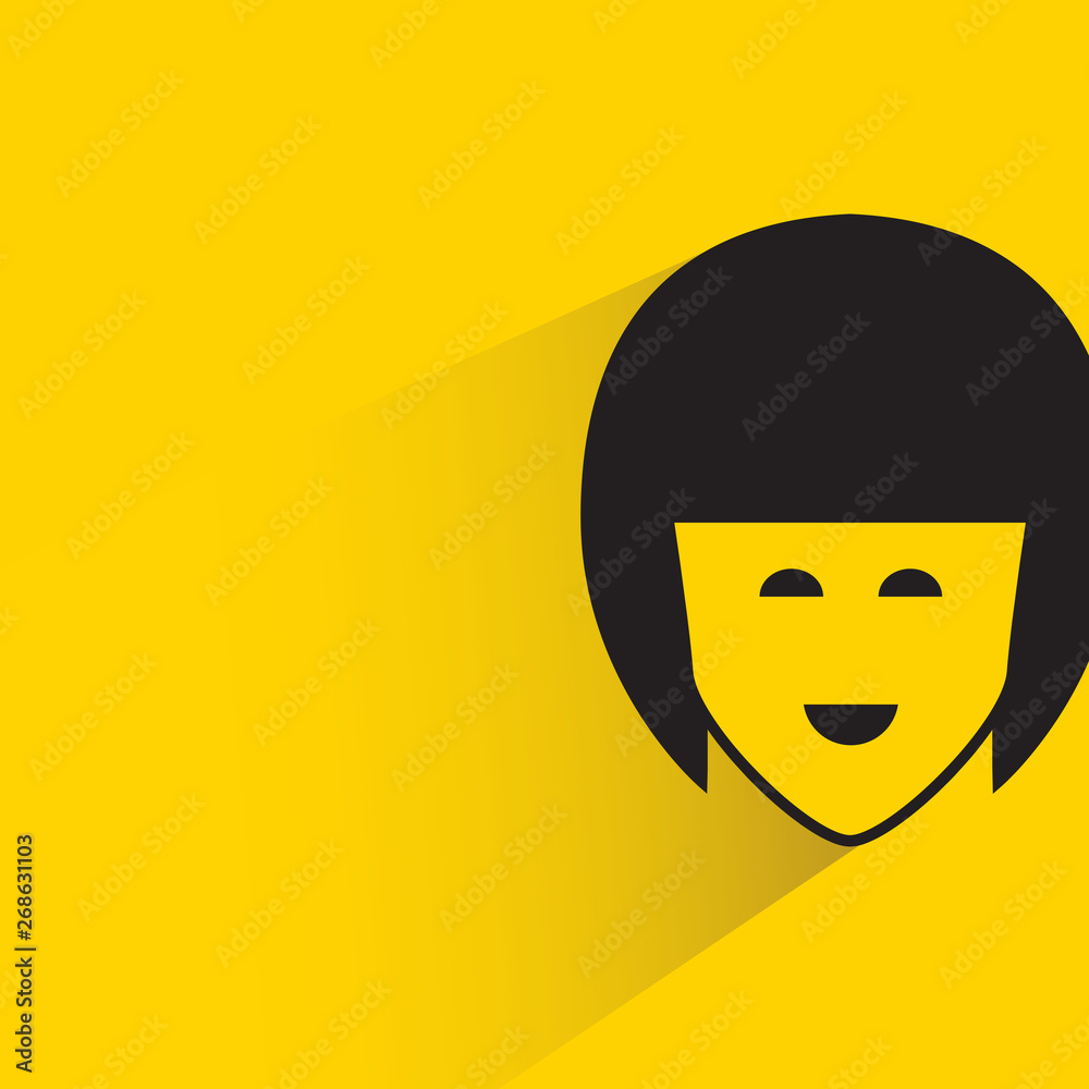 human face with shadow in yellow background human face with shadow in yellow background