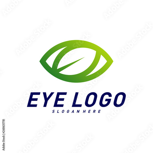 Nature Eye logo design concept vector, eye with Leaf logo template, icon symbol