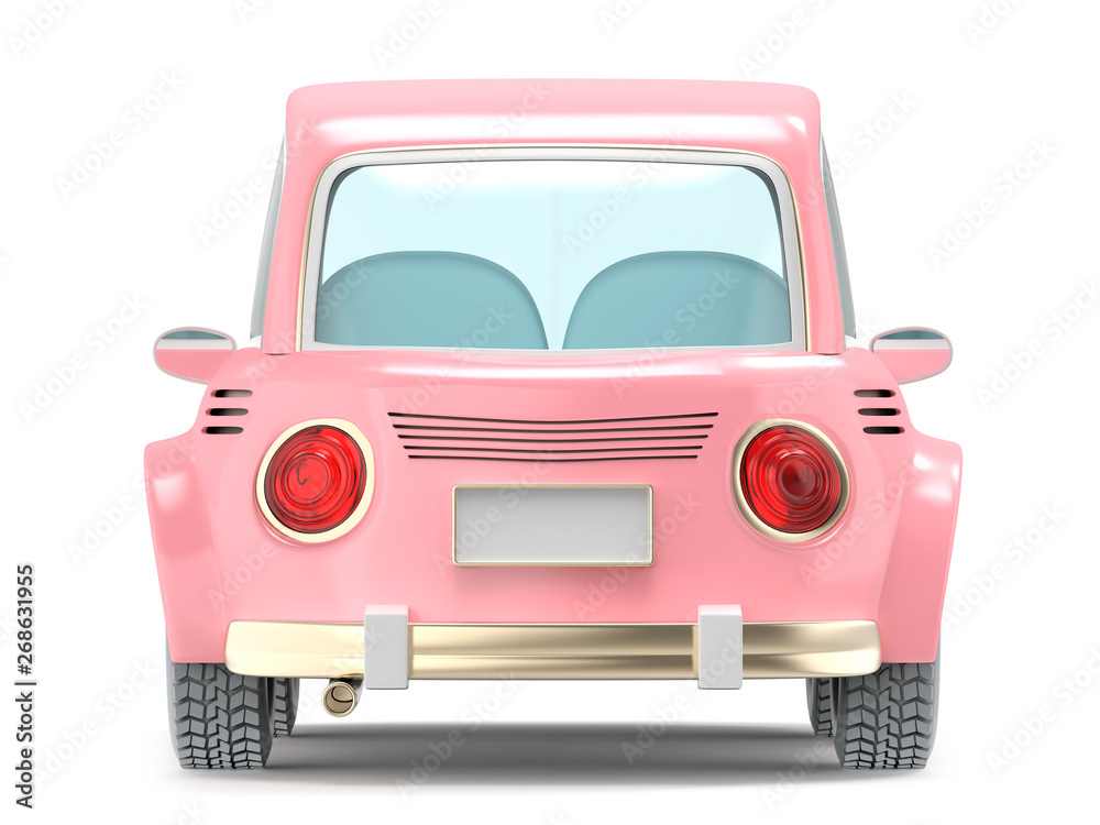 car small cartoon pink back
