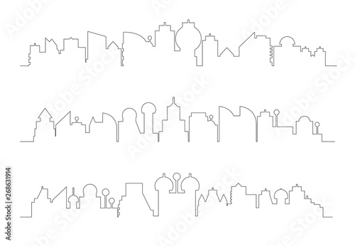 city building skyline thin line illustration
