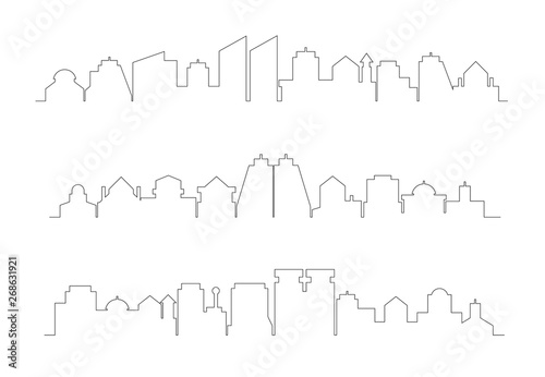 city building skyline thin line illustration
