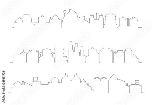 city building skyline thin line illustration