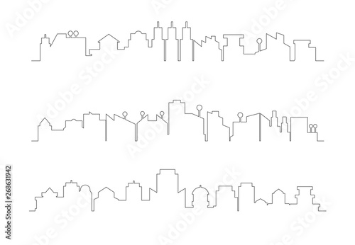 city building skyline thin line illustration