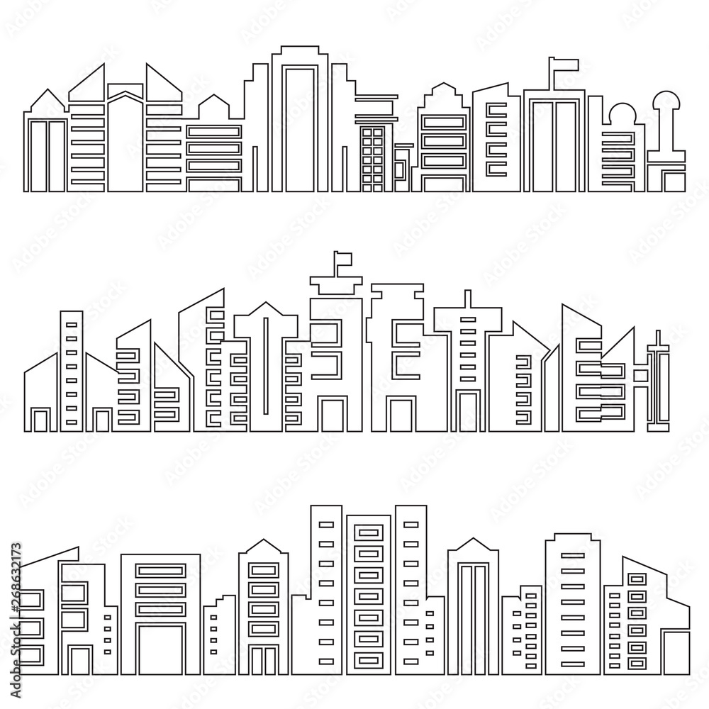 city skyscrapers skyline, outline design