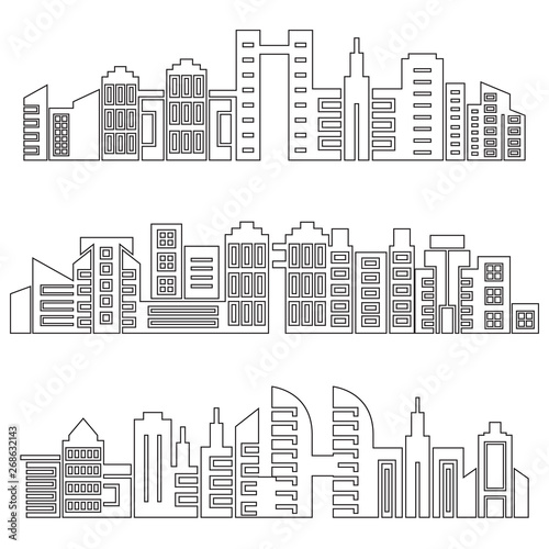 city skyscrapers skyline, outline design