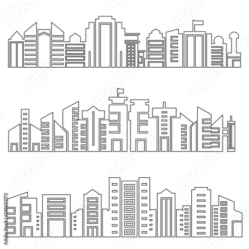 city skyscrapers skyline, outline design