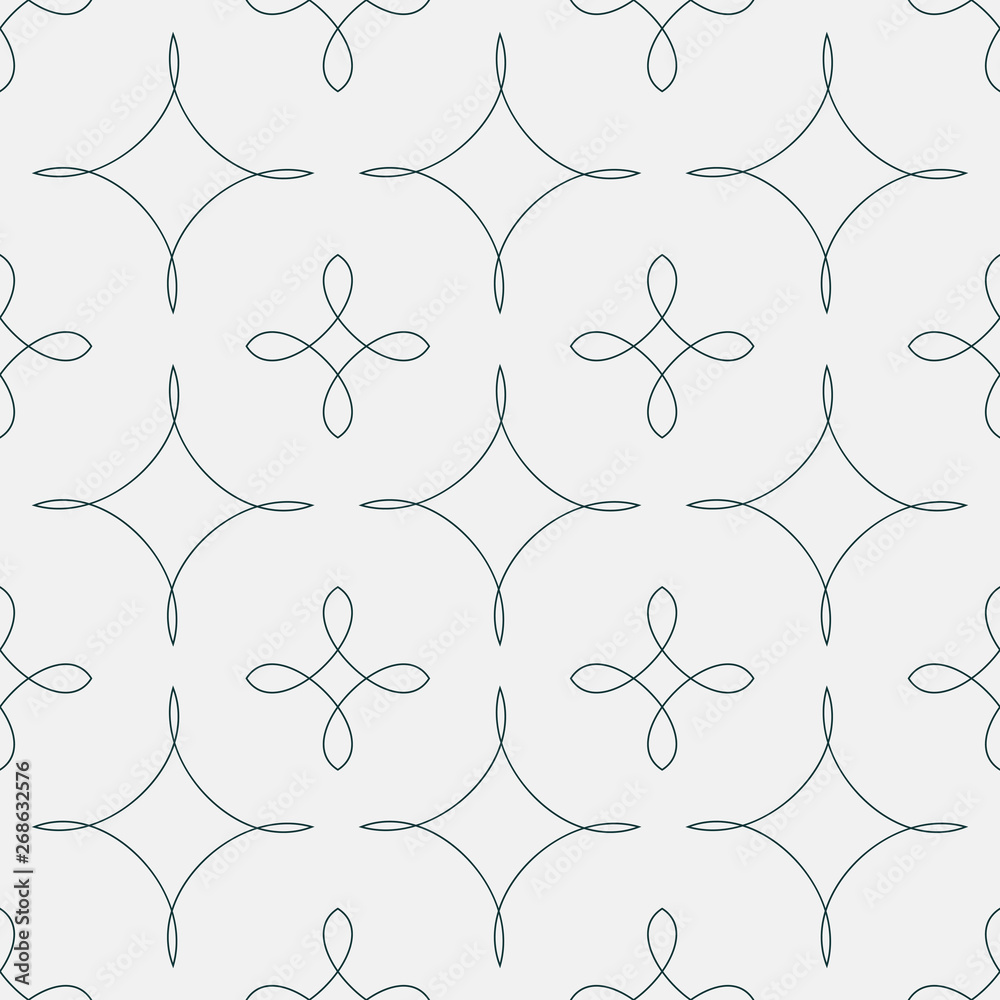 Fototapeta premium Vector seamless pattern with line geometric figures on white background
