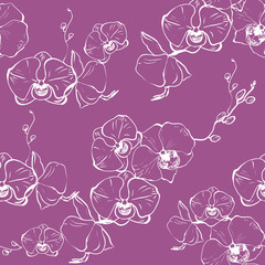 Wandcirkels Orchidee patronen Gestileerde orchideeëntak op licht fond  © dulya