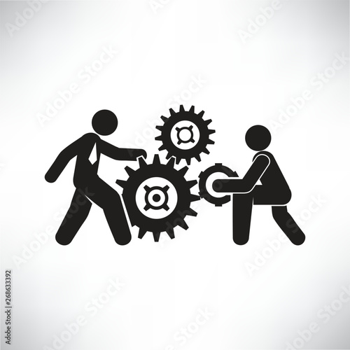 business people and cogs for operation concept