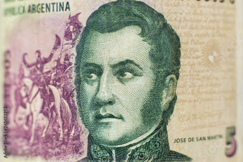 Portrait on 5 Peso argentinian money bill