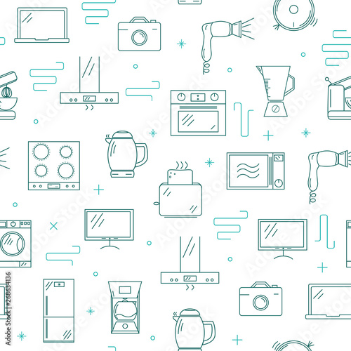 Household appliances seamless pattern.