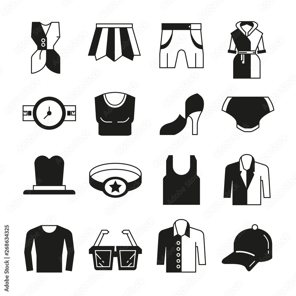 fashion clothes and accessories icons fashion clothes and accessories icons