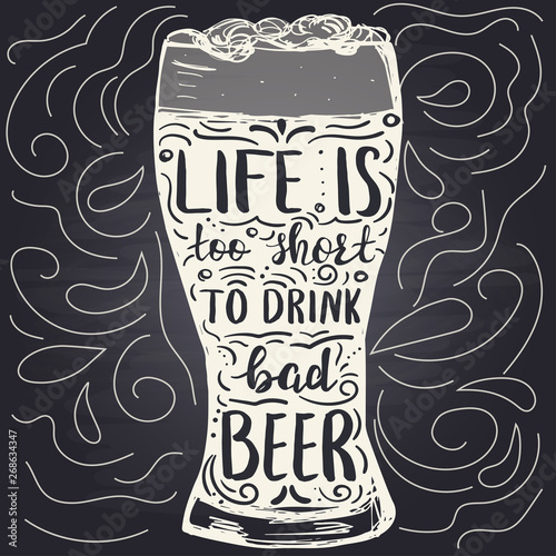 Poster template with beer glass and hand letterred phrase