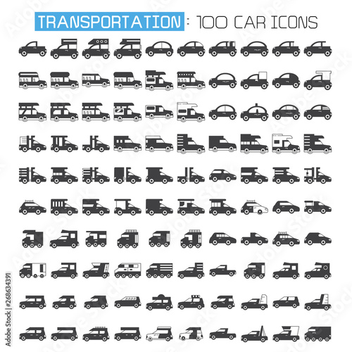 car and vehicle icons set