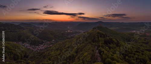 Panoramic view on the Palatinate Forest near Annweiler am Trifels in Germany.