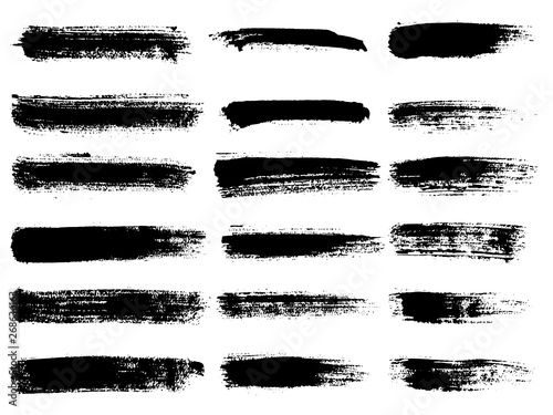 Painted grunge stripes set. Black labels, background, paint text