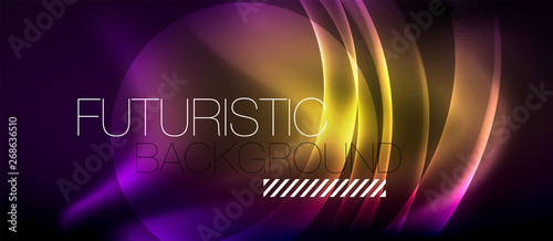 Glossy glowing neon light wave background © antishock