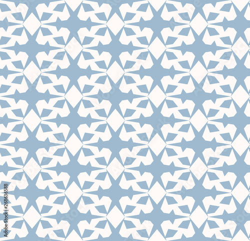 Vector geometric seamless pattern. Elegant ornament in pale blue and white color